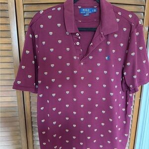 Ralph Lauren Burgundy Polo with Emblem Pattern